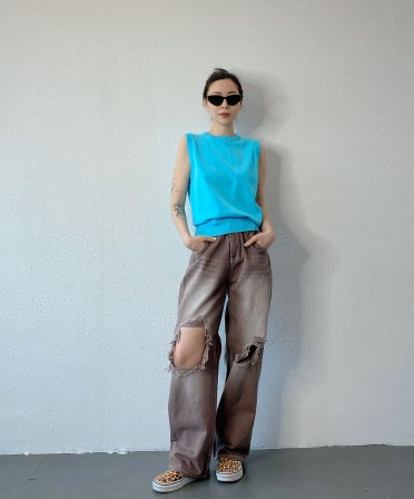 Blue Cut Out Back Vest #250428